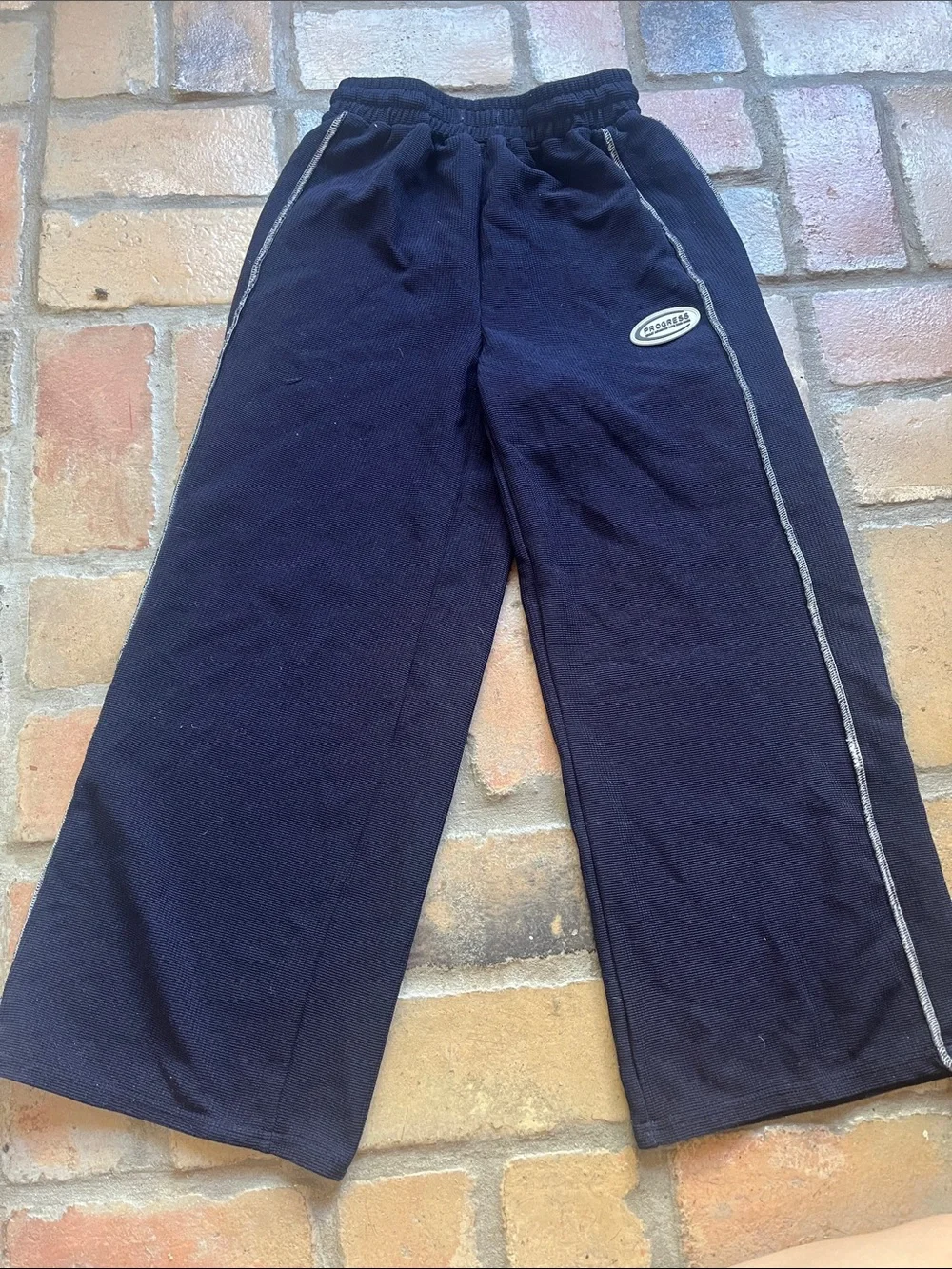 Kids Navy Baggy Sweatpants with Contrast Piping